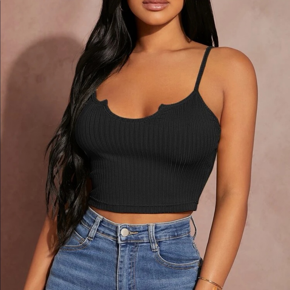 SHEIN SXY Notch Neck Rib-Knit Cami Top